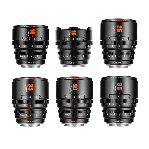 7Artisans Hope S35 Cine Lens Black Grey 6-Lens Set (10/16/25/35/50/85mmm, E/RF/FX/M43)