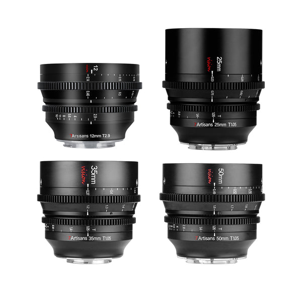 7Artisans Vision S35 Cine Lens 4-Lens Set (12/25/35/50mmm, E/RF/L/FX/M43)